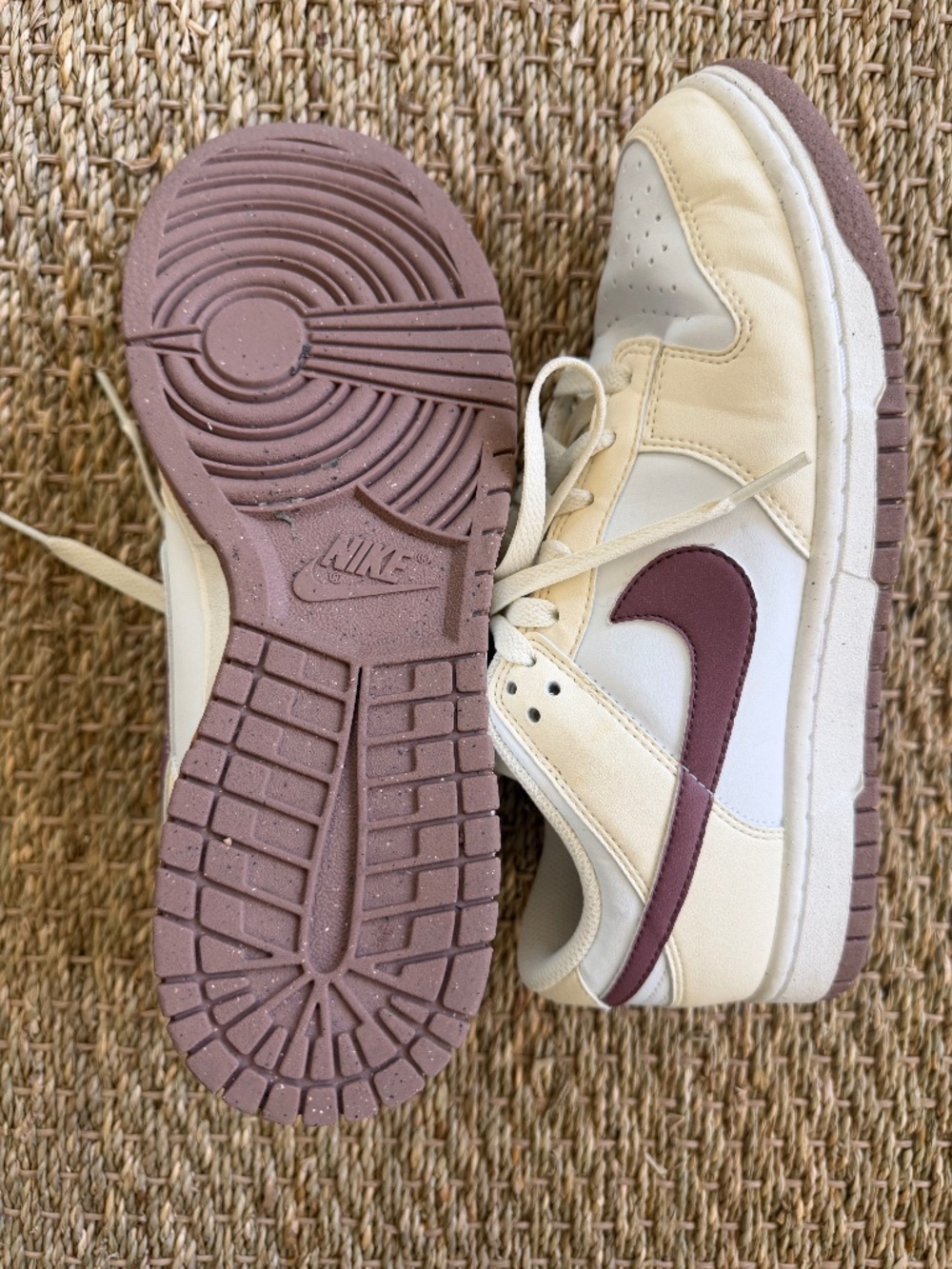 Cream and Maroon Nikes